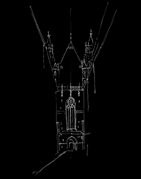 Wien Skizze Zugang zum Riesentor des Stephansdomes